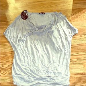 Express gray top with shoulder embellishment